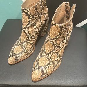 Snakeskin booties